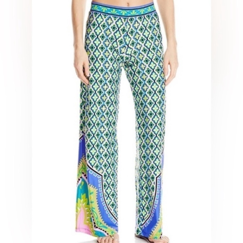 Trina Turk Palazzo Wide Leg Shangri La Print Swim Cover Up Beach Pants Size XS